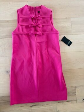 BCBG Fuchsia Sleeveless Bow-Front Shift Dress